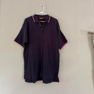 Sunriver Vintage y2k navy blue & red nautical short sleeve polo shirt mens large